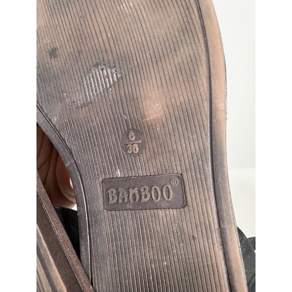 Bamboo‎ Womens Black Gladiator Sandals Sz 6 Cross Strap Flats Open Toe Sandal - Picture 5 of 6